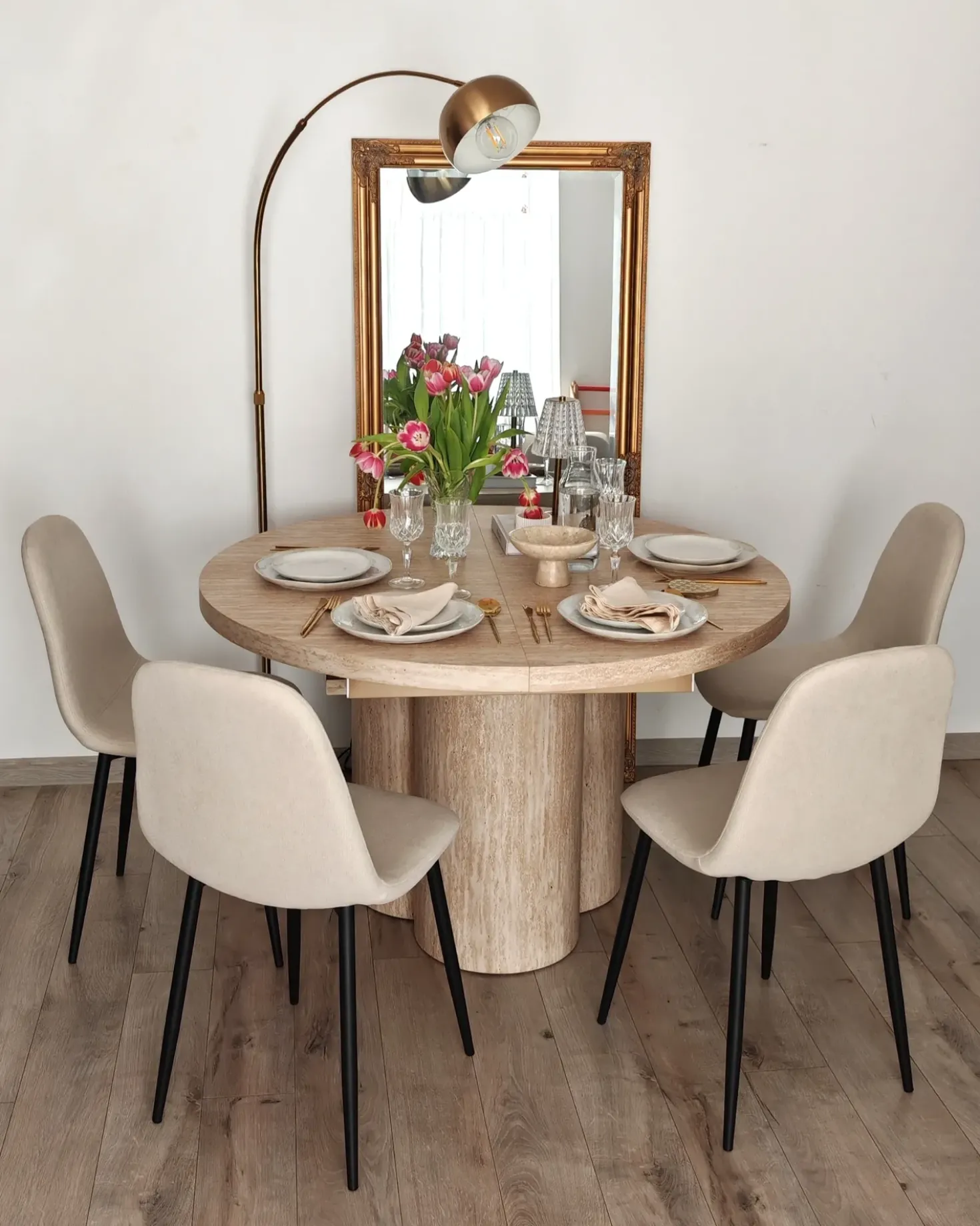 Set di 4 sedie da pranzo CRANDALL Tessuto Beige chiaro