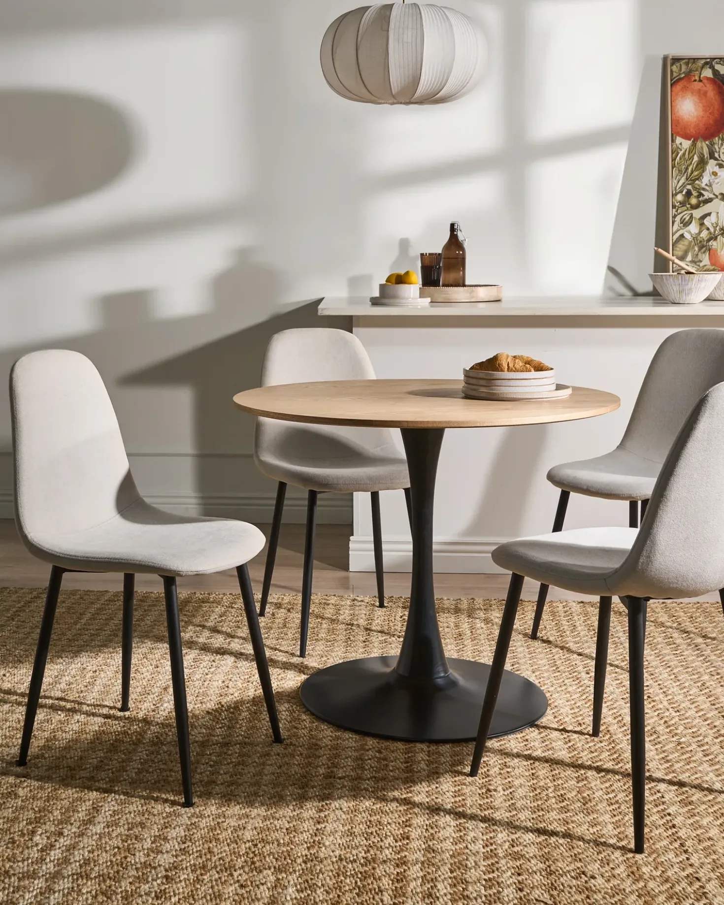 Set di 4 sedie da pranzo CRANDALL Tessuto Beige chiaro