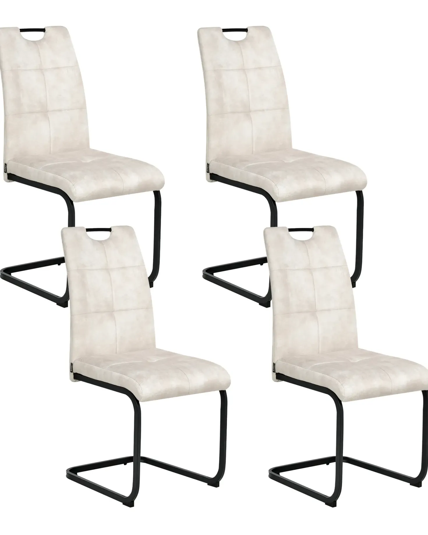 Set di 4 sedie da pranzo CISCO Tessuto Beige chiaro