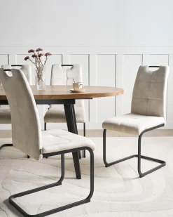 Set di 4 sedie da pranzo CISCO Tessuto Beige chiaro