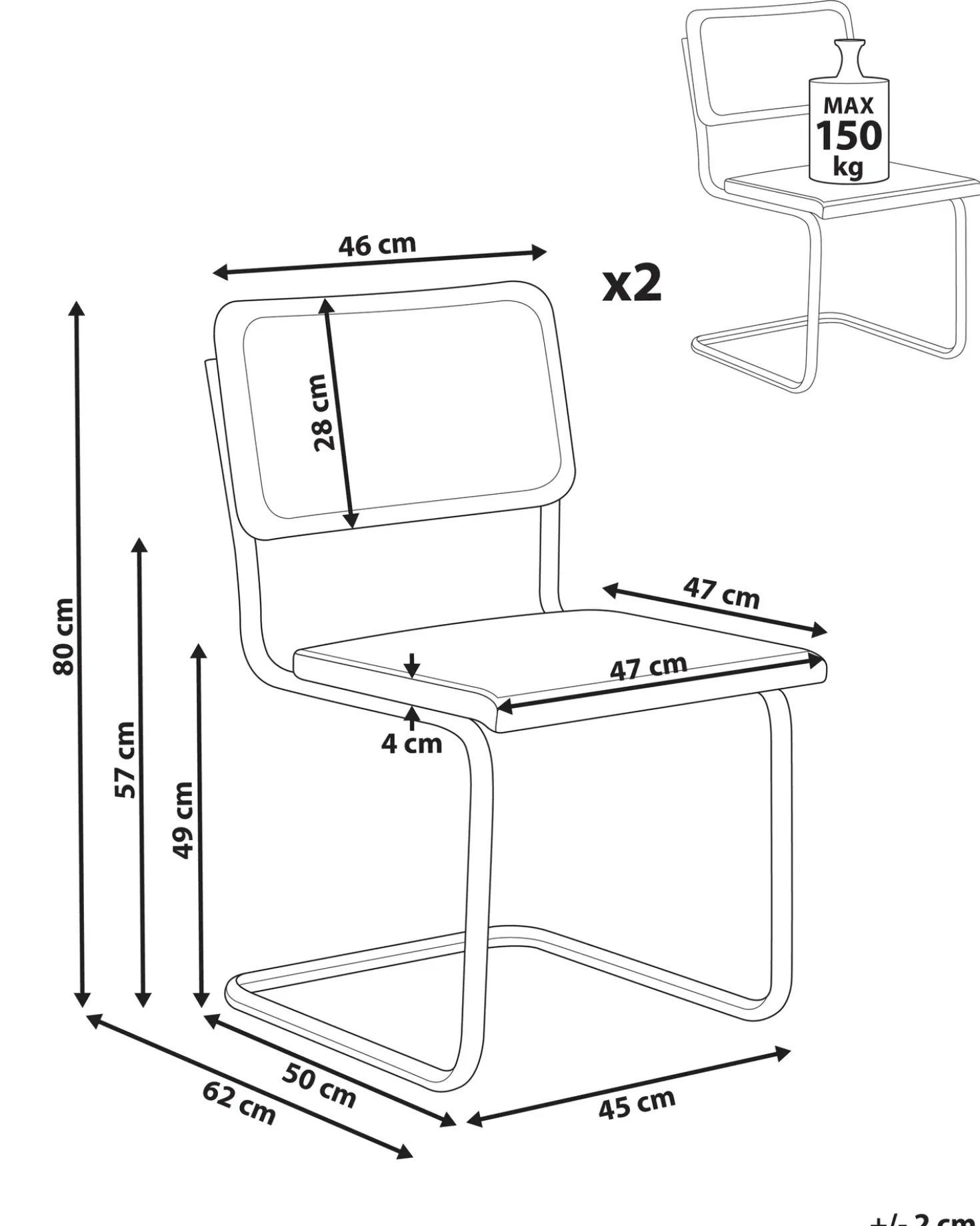 Set di 2 sedie da pranzo CORDOVA Rattan Marrone