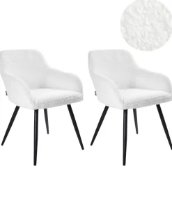 Set di 2 sedie da pranzo CASMALIA Bouclé Bianco sporco
