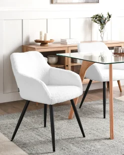 Set di 2 sedie da pranzo CASMALIA Bouclé Bianco sporco