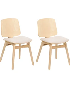 Set di 2 sedie da pranzo CHARLESTON Legno Marrone chiaro/Beige chiaro