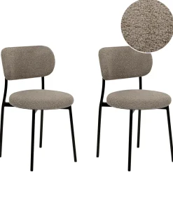 Set di 2 sedie da pranzo CASEY Bouclé Tortora