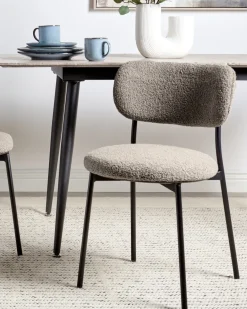 Set di 2 sedie da pranzo CASEY Bouclé Tortora