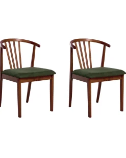 Set di 2 sedie da pranzo CRAIG Legno Marrone scuro/Verde