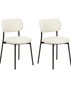 Set di 2 sedie da pranzo CASEY Bouclé Bianco sporco