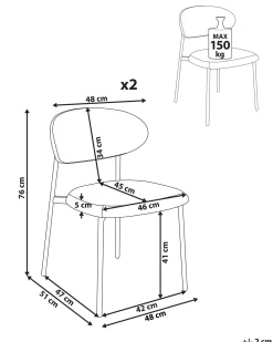 Set di 2 sedie da pranzo COWLEY Ciniglia Tortora