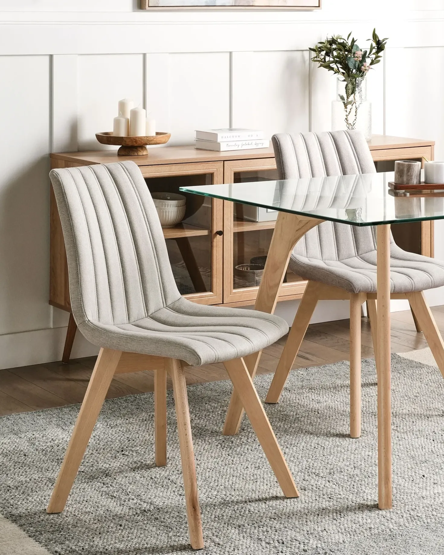 Set di 2 sedie da pranzo CALGARY Tessuto Grigio chiaro