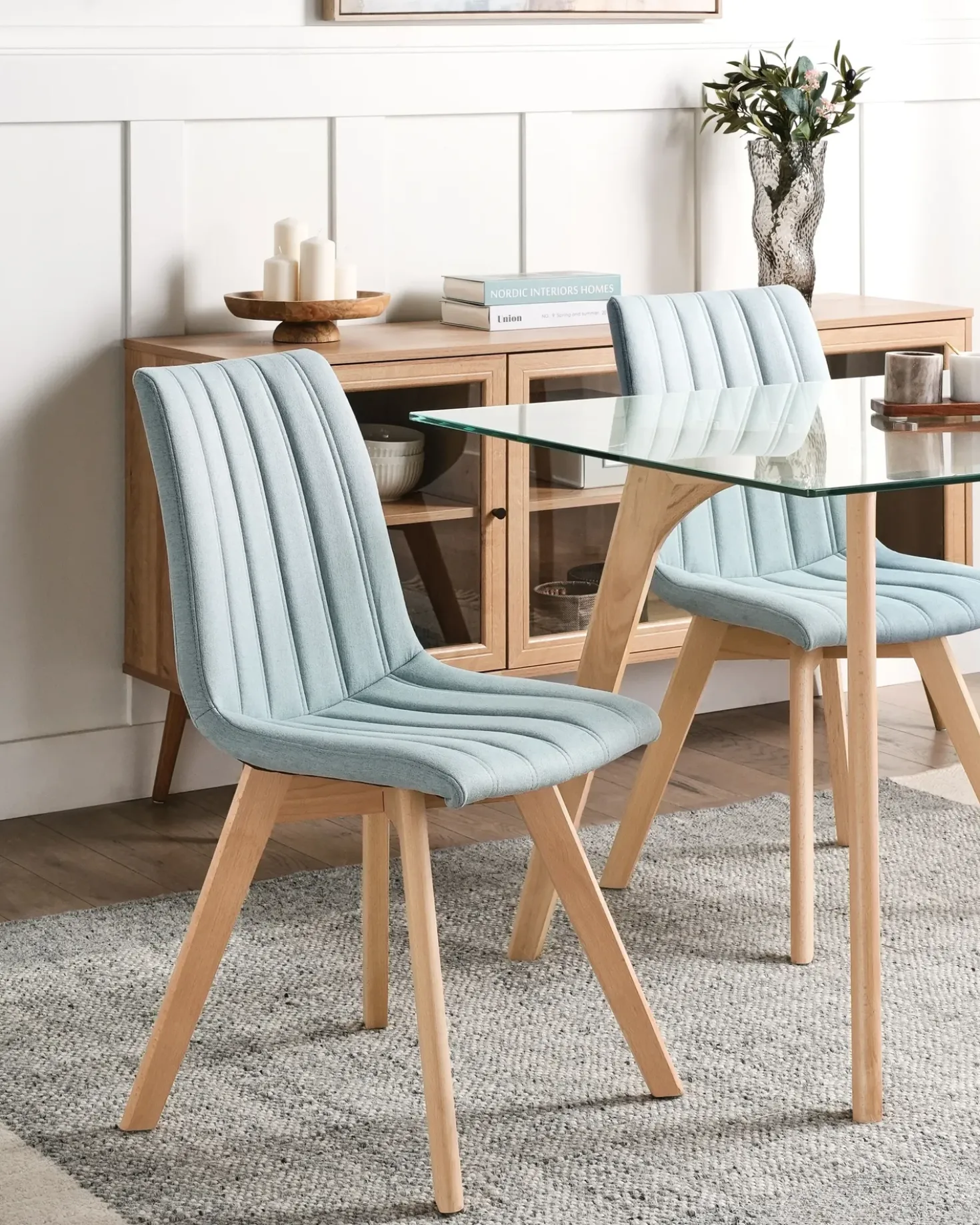 Set di 2 sedie da pranzo CALGARY Tessuto Azzurro