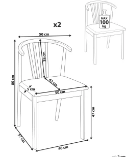 Set di 2 sedie da pranzo CRAIG Legno Marrone chiaro/Tortora