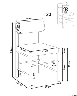 Set di 2 sedie da pranzo DIGNE Legno Marrone