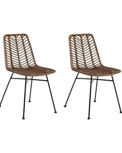 Set di 2 sedie da pranzo DILLEY Rattan Marrone