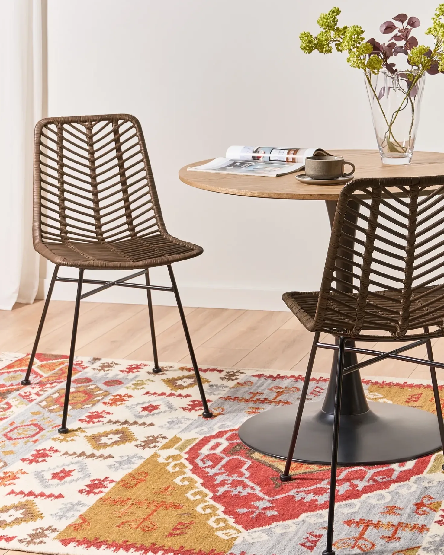Set di 2 sedie da pranzo DILLEY Rattan Marrone