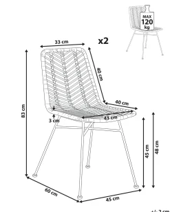 Set di 2 sedie da pranzo DILLEY Rattan Marrone