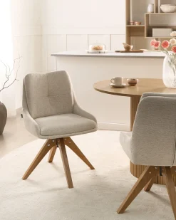 Set di 2 sedie da pranzo DORRIS Tessuto Beige chiaro