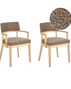 Set di 2 sedie da pranzo DALBO Bouclé Marrone chiaro/Tortora