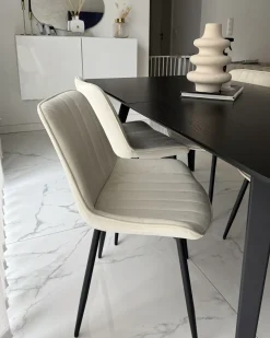 Set di 2 sedie da pranzo DUBROVNIK Velluto Beige chiaro