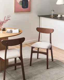 Set di 2 sedie da pranzo DOYLE Legno Marrone/Beige chiaro