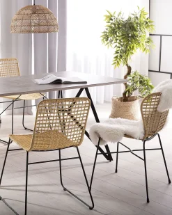 Set di 2 sedie da pranzo ELFROS Rattan Naturale