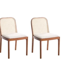 Set di 2 sedie da pranzo EDINA Tessuto Marrone/Beige