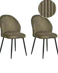 Set di 2 sedie da pranzo ELOY Velluto a coste Verde scuro