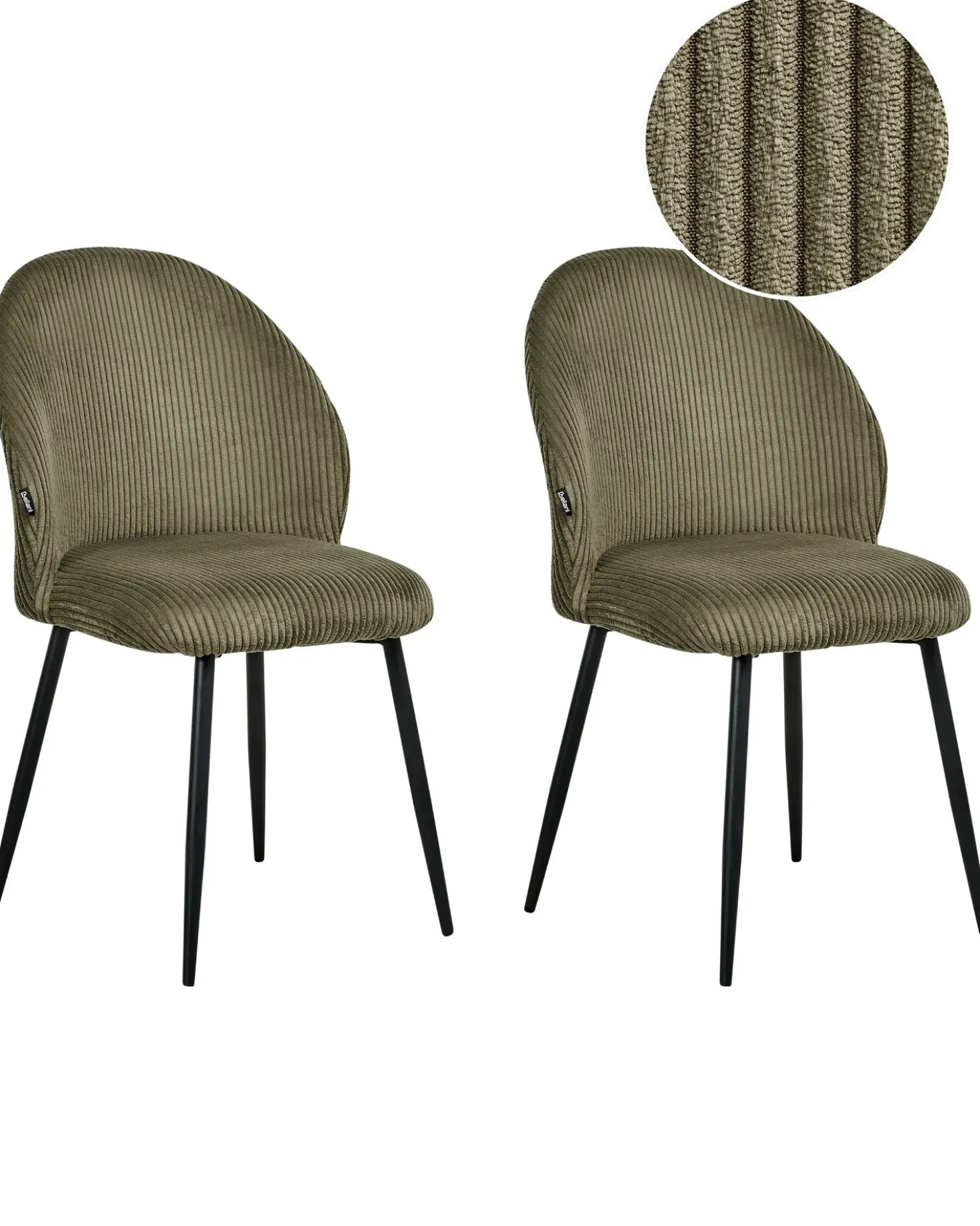 Set di 2 sedie da pranzo ELOY Velluto a coste Verde scuro