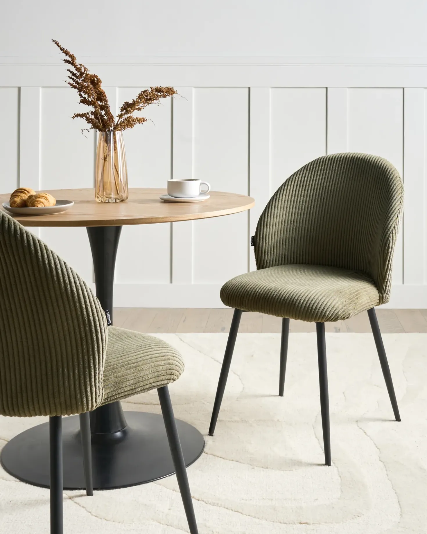 Set di 2 sedie da pranzo ELOY Velluto a coste Verde scuro