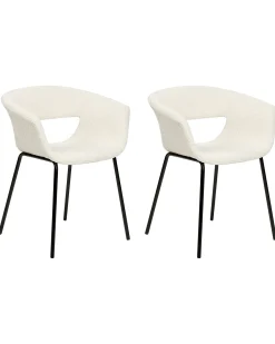 Set di 2 sedie da pranzo ELMA Bouclé Bianco sporco