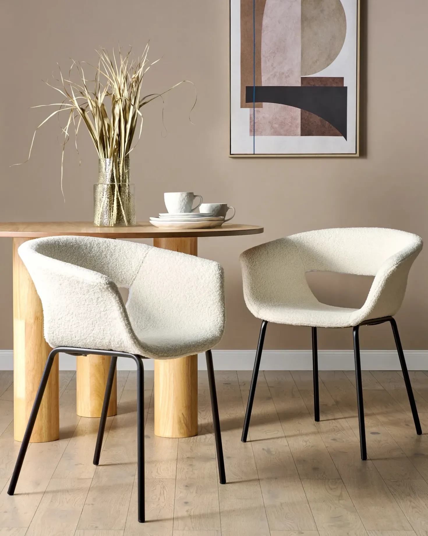 Set di 2 sedie da pranzo ELMA Bouclé Bianco sporco