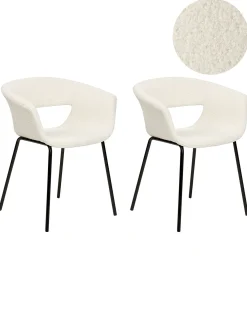 Set di 2 sedie da pranzo ELMA Bouclé Bianco sporco