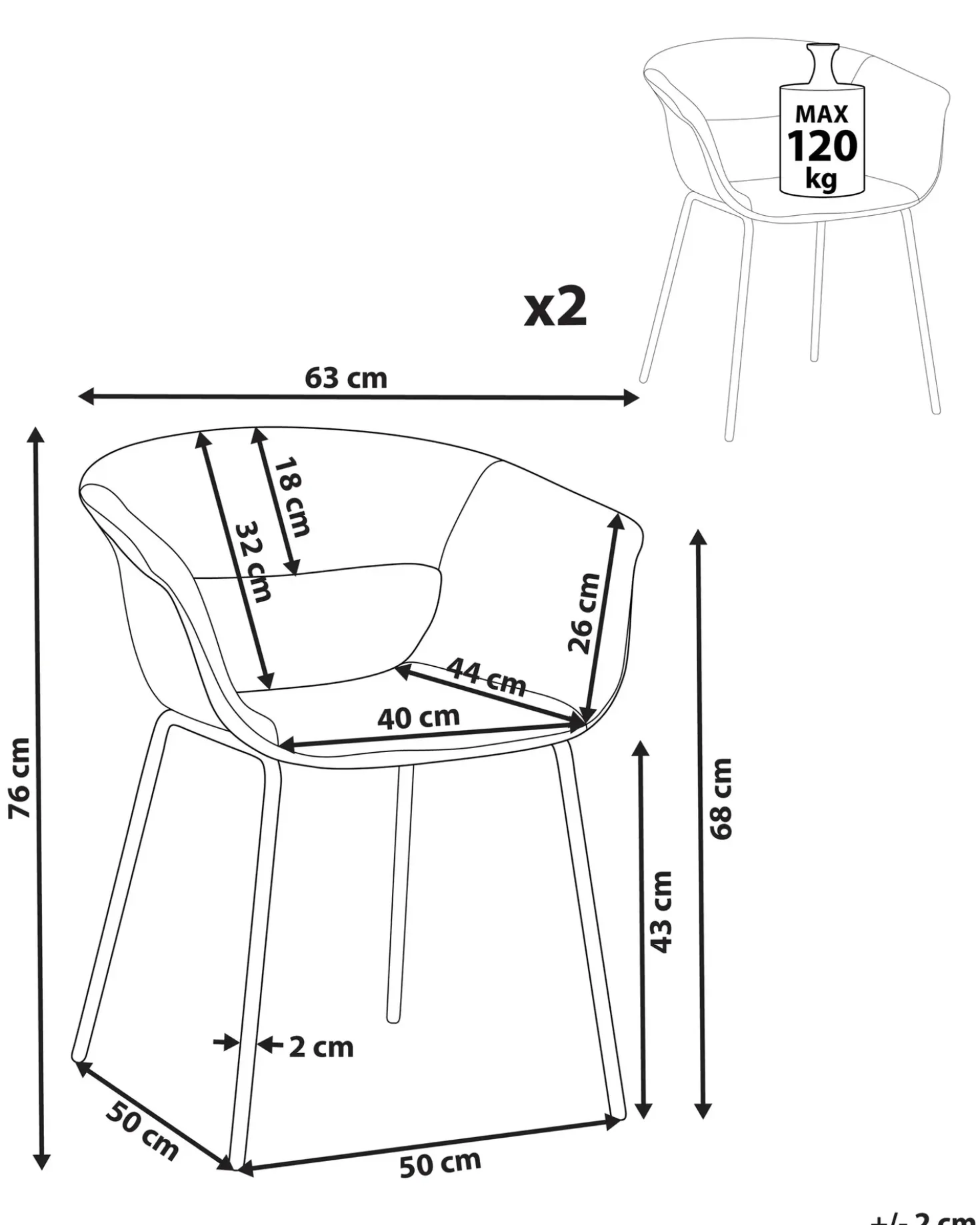 Set di 2 sedie da pranzo ELMA Bouclé Bianco sporco