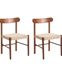 Set di 2 sedie da pranzo EAGAN Legno Marrone/Beige
