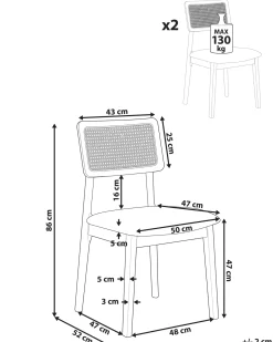 Set di 2 sedie da pranzo EMBAR Legno Marrone chiaro