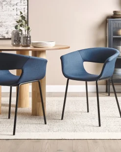 Set di 2 sedie da pranzo ELMA Tessuto Blu scuro