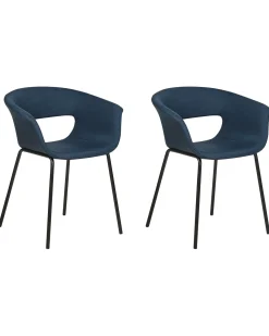 Set di 2 sedie da pranzo ELMA Tessuto Blu scuro