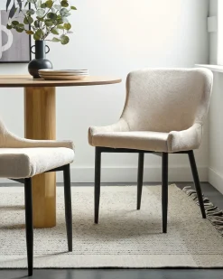 Set di 2 sedie da pranzo EVERLY Tessuto Beige chiaro