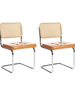Set di 2 sedie da pranzo ETHETE Pelle sintetica Marrone dorato