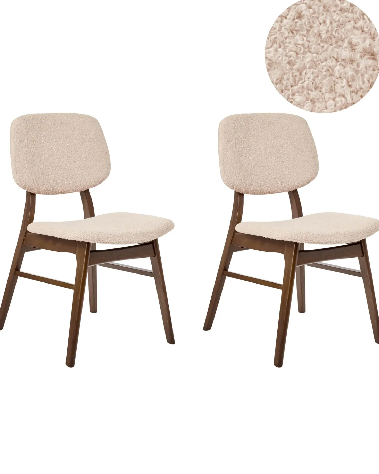 Set di 2 sedie da pranzo ELAINE Bouclé Marrone scuro/Beige
