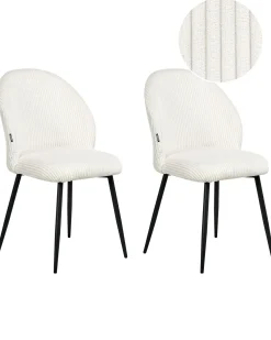 Set di 2 sedie da pranzo ELOY Velluto a coste Bianco sporco