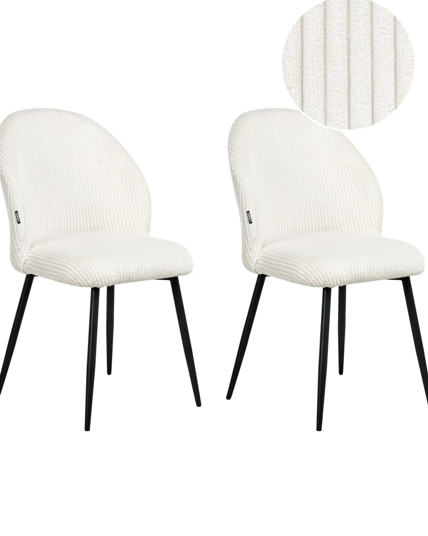 Set di 2 sedie da pranzo ELOY Velluto a coste Bianco sporco
