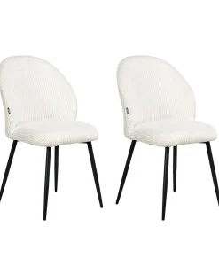 Set di 2 sedie da pranzo ELOY Velluto a coste Bianco sporco