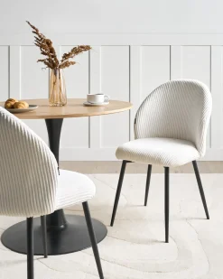 Set di 2 sedie da pranzo ELOY Velluto a coste Bianco sporco