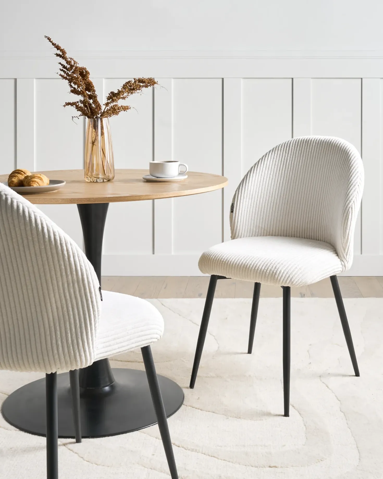 Set di 2 sedie da pranzo ELOY Velluto a coste Bianco sporco