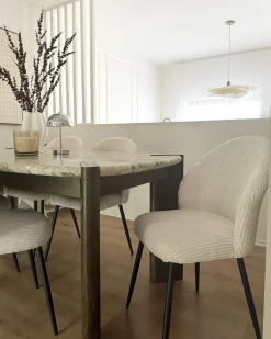 Set di 2 sedie da pranzo ELOY Velluto a coste Bianco sporco
