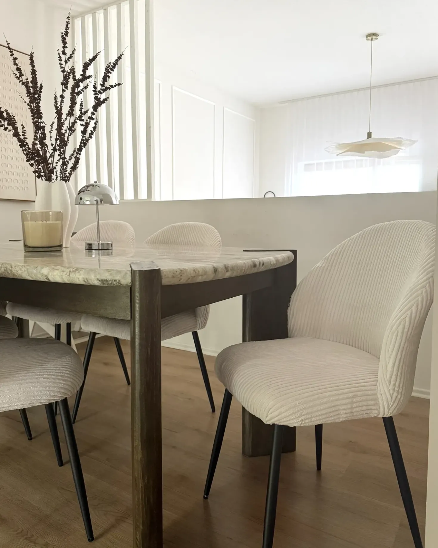 Set di 2 sedie da pranzo ELOY Velluto a coste Bianco sporco