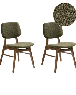 Set di 2 sedie da pranzo ELAINE Bouclé Marrone scuro/Verde