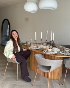 Set di 2 sedie da pranzo ELMA Bouclé Tortora