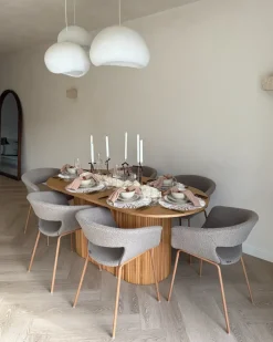 Set di 2 sedie da pranzo ELMA Bouclé Tortora